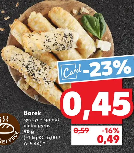 Borek syr, špenát alebo gyros