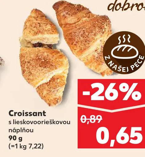 Croissant s lieskooieškovou náplňou