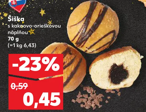 Šiška s kakaovo-orieškovou náplňou