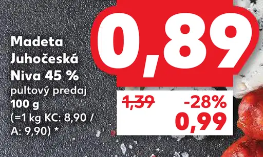 Madeta Juhočeská Niva 45 % pultový predaj