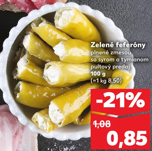 Zelené feferóny plnené zmesou so syrom a tymiánom