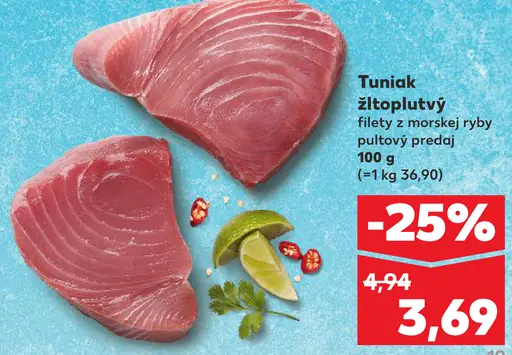 Tuniak žltoplutvý filety z morskej ryby