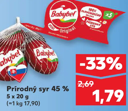 Prírodný syr Babybel 45%
