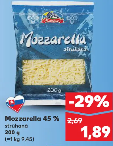 Mozzarella strúhaná 45%