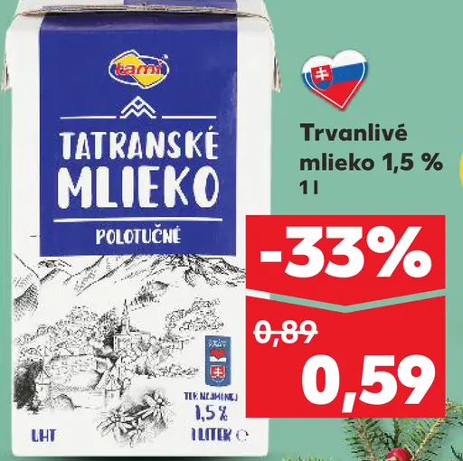 Tatranské Mlieko polotučné