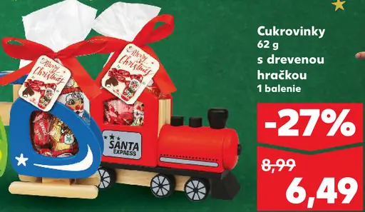 Cukrovinky s drevenou hračkou