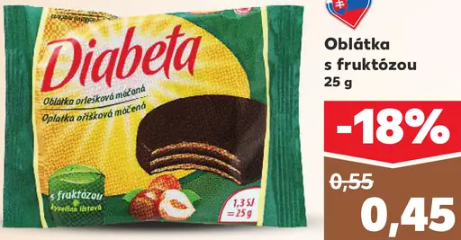 Diabeta Oblátka polomáčaná s fruktózou