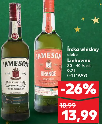 Jameson írska whiskey alebo liehovina