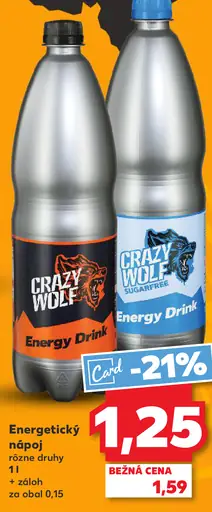 Crazy Wolf energetický nápoj rôzne druhy 1l