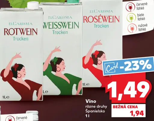 El Carisma vino rôzne druhy Španielsko červené biele ružové víno 1l