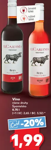 El Carisma Rioja vino rôzne druhy Španielsko 0,75l