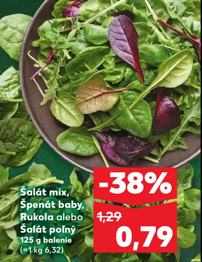 Čerstvé ovocie a zelenina Šalát mix, Špenát baby, Rukola alebo Šalát poľný