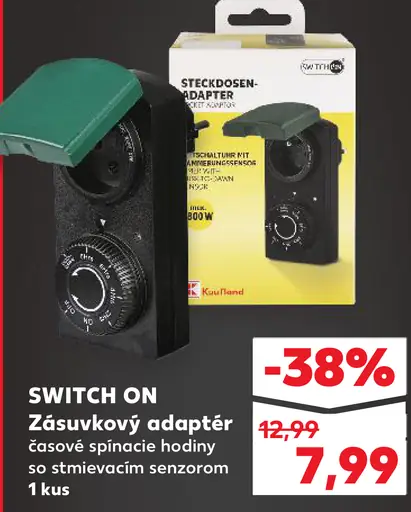 Switch On Zásuvkový adaptér s časovačom