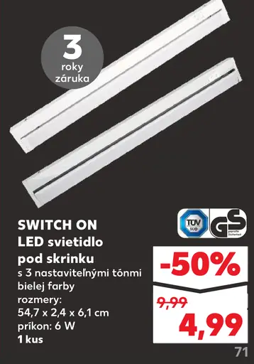 SWITCH-ON LED svietidlo pod skrinku
