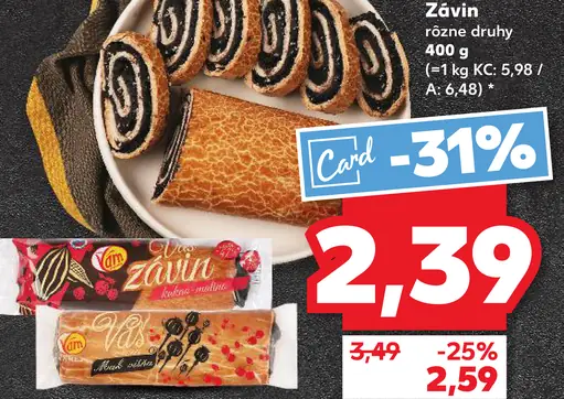 Závin s náplňou rôzne druhy