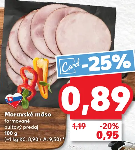 Moravské mäso formované putový predaj