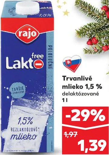 Rajo Trvanlivé mlieko 1,5%