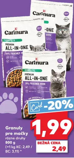 Carinura premium granuly pre mačky rôzne druhy