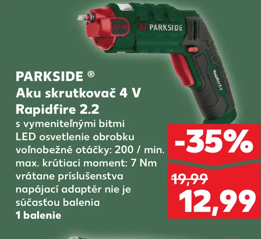 PARKSIDE Aku skrutkovač Rapidfire 2.2