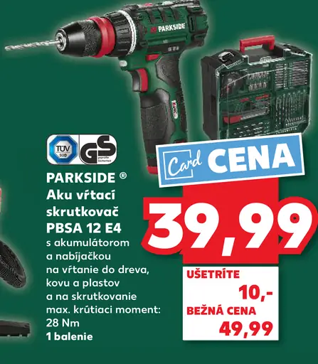 Parkside Aku vŕtací skrutkovač PBSA 12 E4
