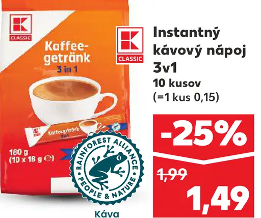 K-Classic instantný kávový nápoj 3v1