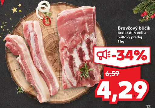 Bravčový bôčik bez kosti údený