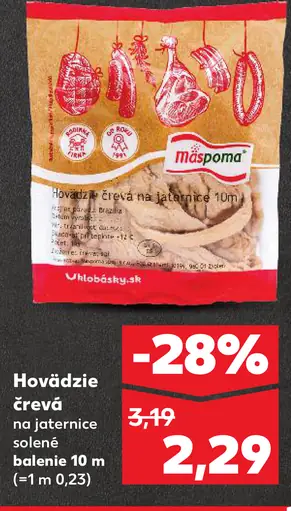 Hovädzie črevá na jaternice solené