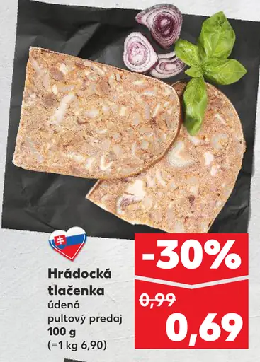 Hrádocká tlačenka údená pultový predaj