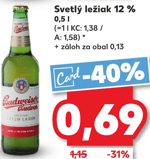 Budějovický Budvar Svetlý ležiak 12 %