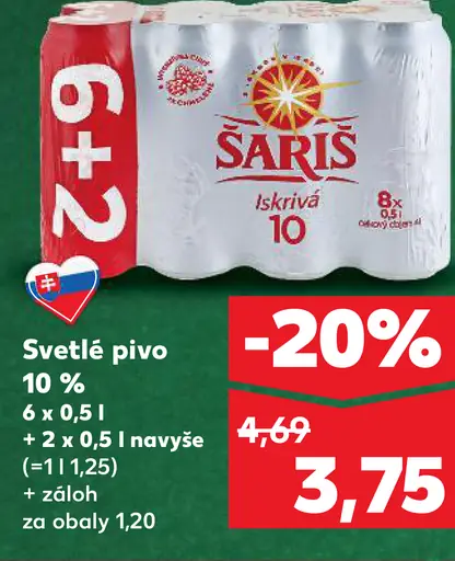 Šariš Světlé pivo 10%