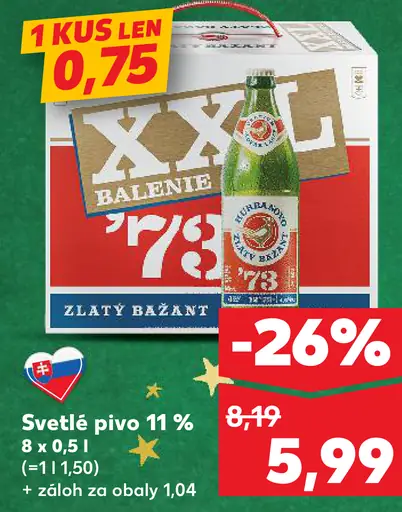 Zlatý Bažant 10% svetlé výčapné pivo