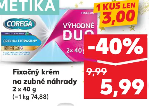 Corega Fixačný krém na zubné náhrady bez príchuti extra silný