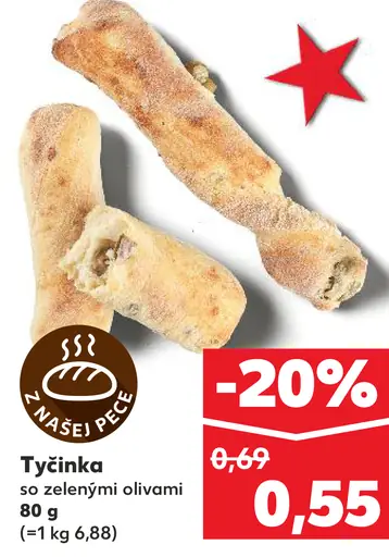 Tyčinka so zelenými olivami