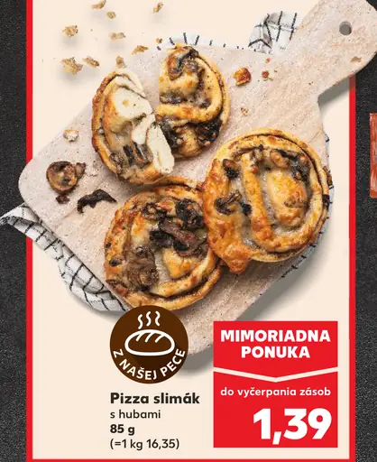 Naša pece Pizza slimák s hubami