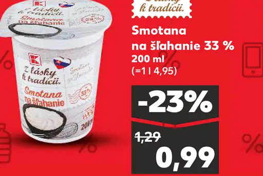 K-Classic Smotana na šľahanie 33 %