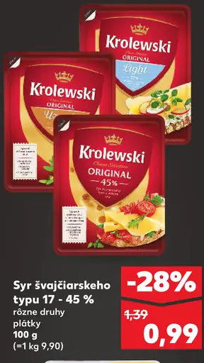 Krolewski Syr švajčiarskeho typu 17 - 45%