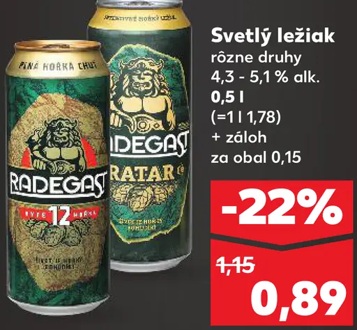 Radegast svetlý ležiak plechovka