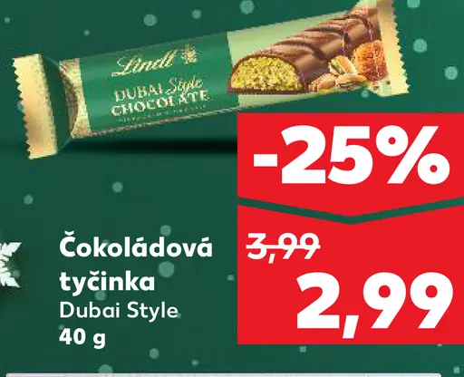 Lindt Čokoládová tyčinka Dubai Style