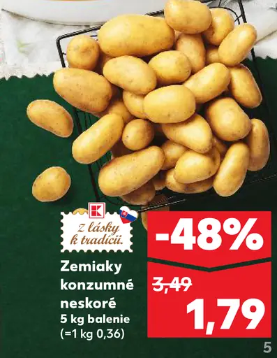 Zemiaky konzumné neskoré neprané