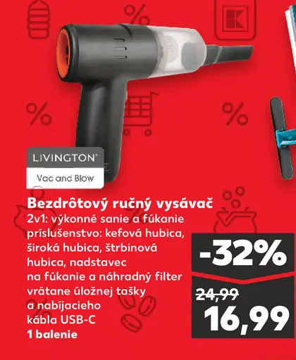 Livington Bezdrôtový ručný vysávač