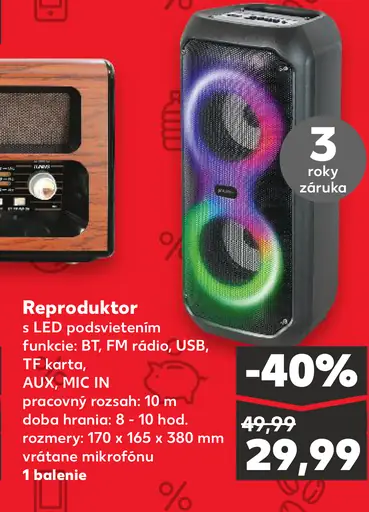 Reproduktor s LED podsvietením