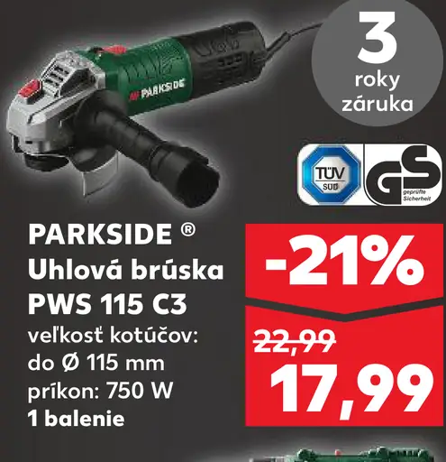 Parkside Uhlová brúska PWS 115 C3