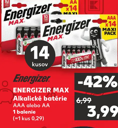 Energizer Alkalické batérie