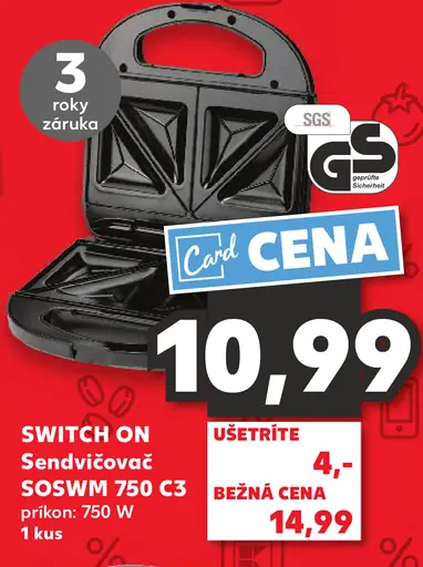 Switch On Sendvičovač SOSWM 750 C3
