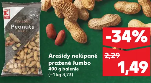 Arašidy nelúpané pražené Jumbo