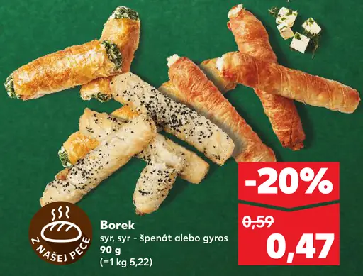 Borek syr, syr-špenát alebo gyros
