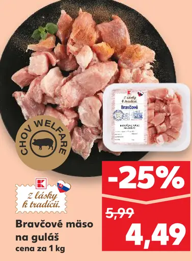 Bravčové mäso na guláš