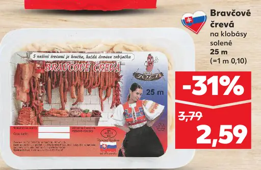 Bravčové črevá na klobásy