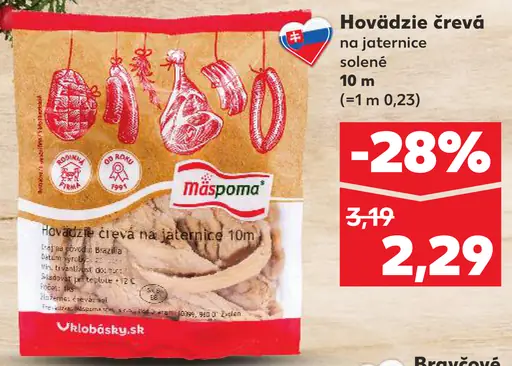Hovädzie črevá na jaternice solené