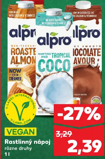 Rastlinný nápoj rôzne druhy